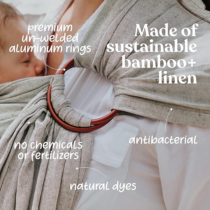 Nalakai Luxury Ring Sling Baby Carrier, Soft Linen Blend Baby Sling, Baby Wrap, Wear Your Little One Close to Your Heart, Comfort, Style-CubbioBaby