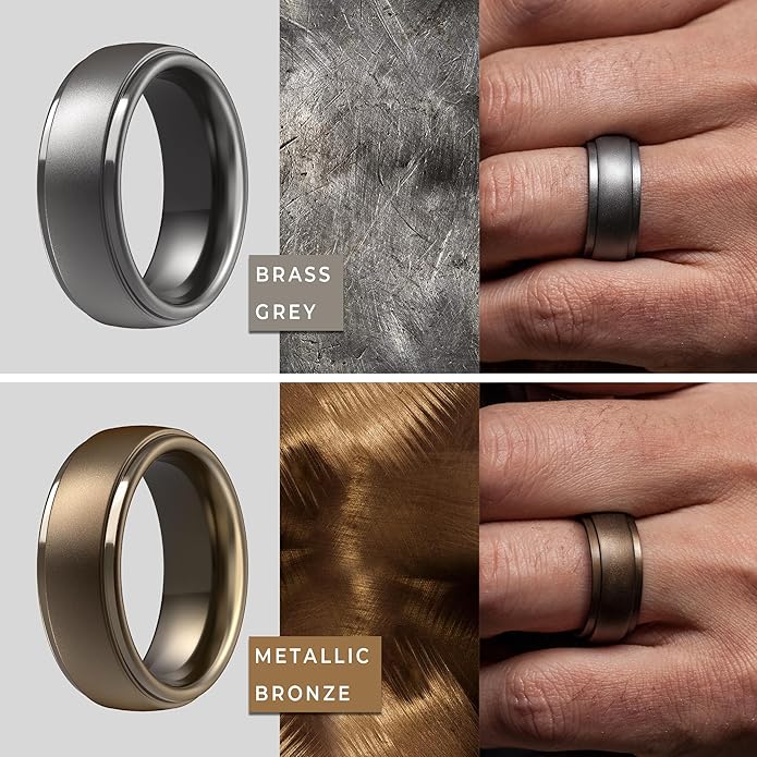 ThunderFit Silicone Rings for Men - 7 Rings / 4 Rings / 1 Ring Step Edge Rubber Wedding Bands 10mm Wide - 2.5mm Thick